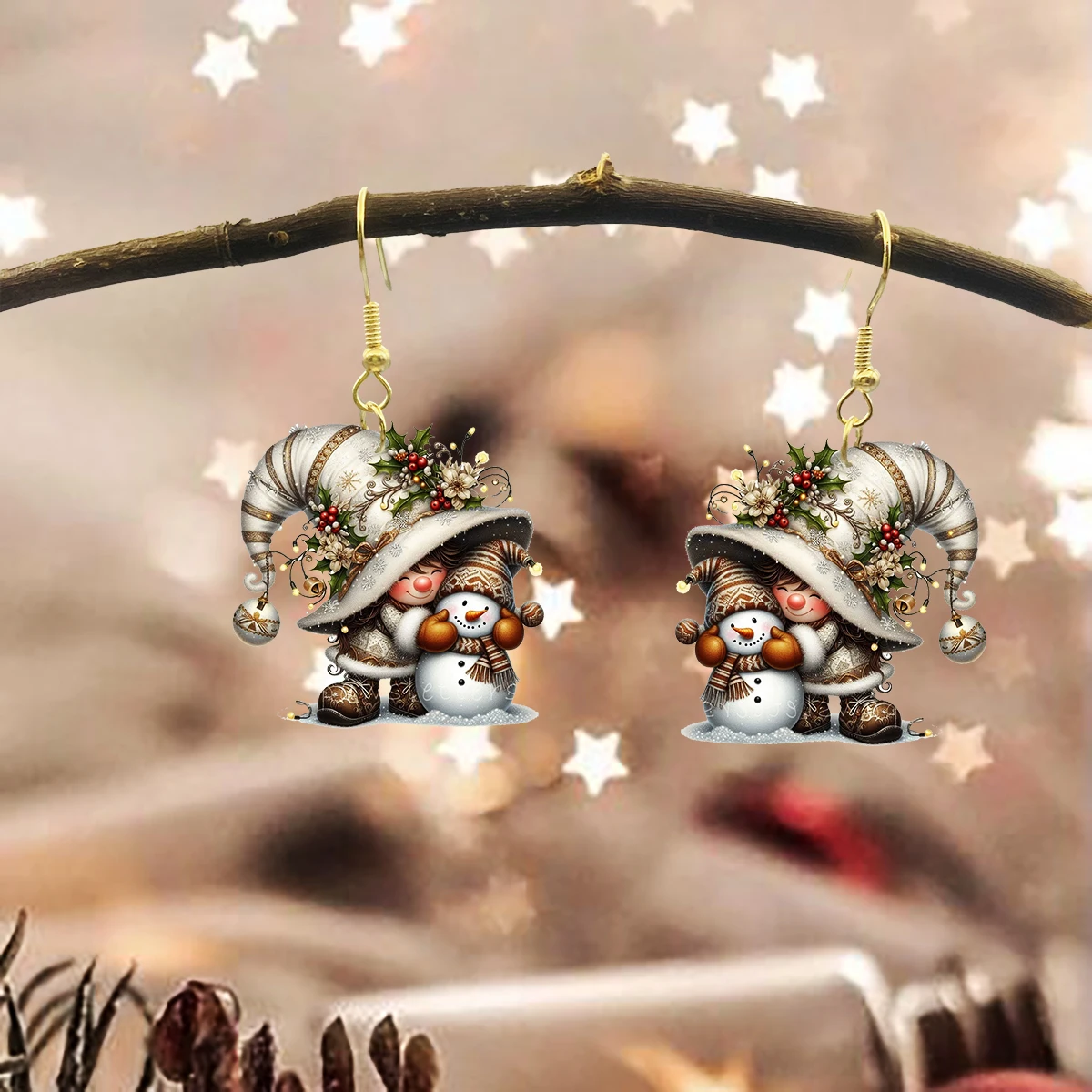 Orecchini nani Ornamento natalizio Fiaba Pupazzo di neve Orecchini moda originalità Orecchini fata acrilico nuovo stile