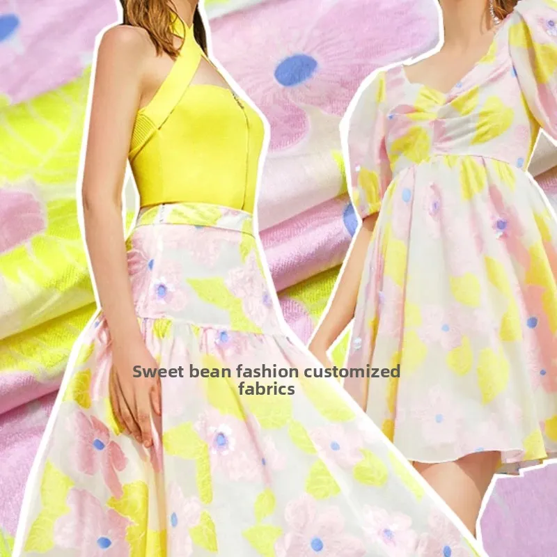 

Organza Jacquard Fabric Spring Summer Thin Floral Dress Shirt Shorts Clothing European Brand Fashion Design Sew Wholesale Cloth