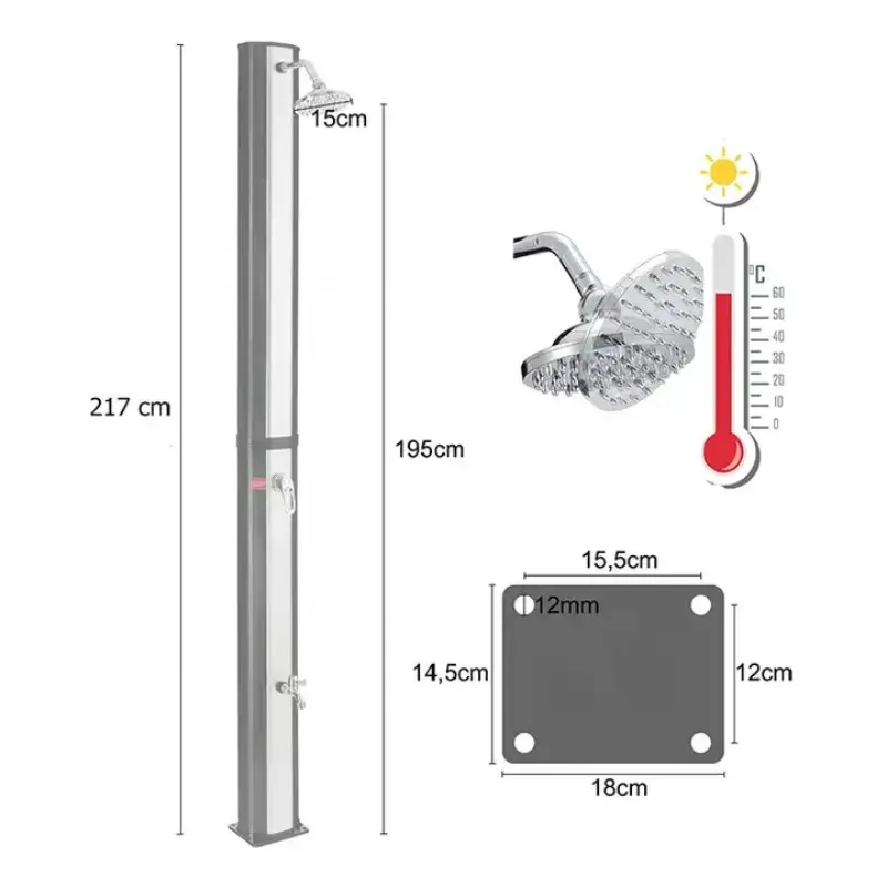 UV resistant New Arrival Large Capacity 16 Gallons PVC Body Shower Solar for Pools Swimming