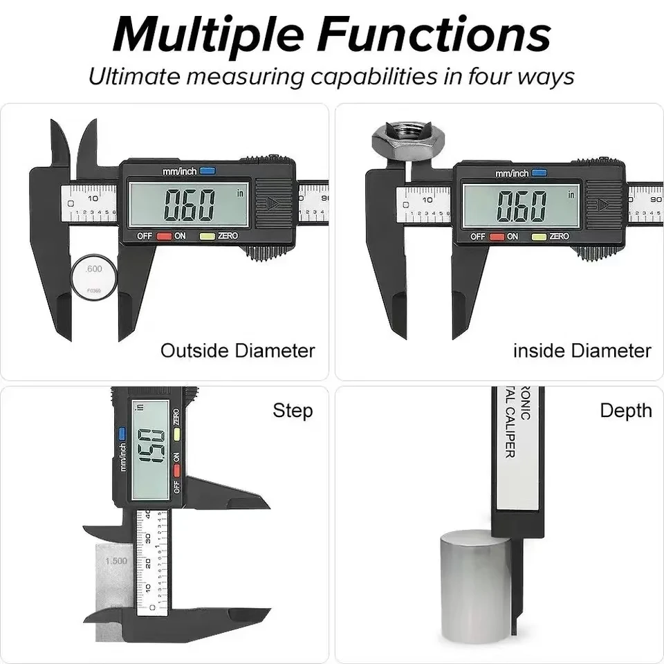 Electronic digital caliper, carbon fiber dial vernier caliper, micrometer measuring tool precision measuring ruler