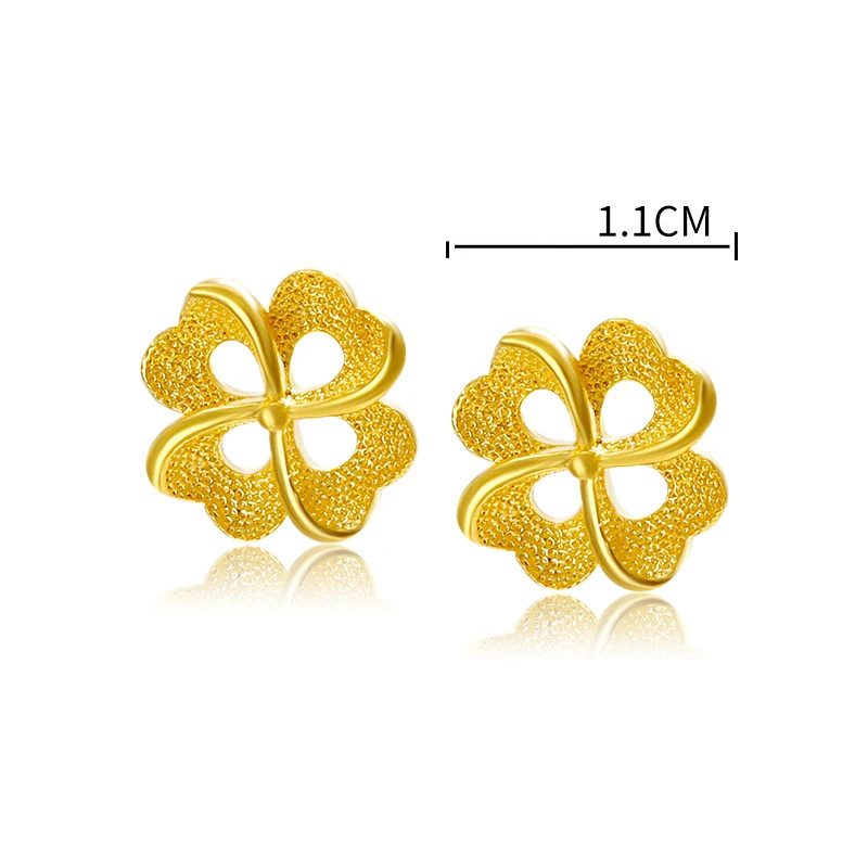 Genuine 18K Gold Color Stud Earrings Simple Plum Blossom Design for Women Flower Tassel Earrings Fine Jewelry 2023 Gifts