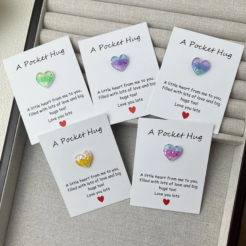 1Pc Cute Small Love Pocket Hug Decorated Resin Pocket Hug With Encouragement Card Mini Decorations Crafts For Family Friend