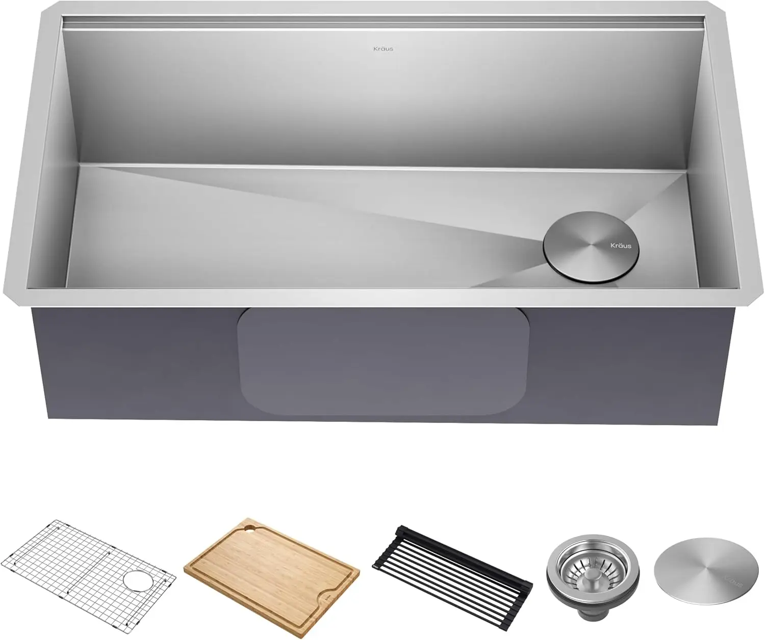 Kraus KWU110-32 Kore inch Undermount 16 Gauge Single Bowl Stainless Steel Kitchen Integrated Ledge and Accessories (Pack of 5),