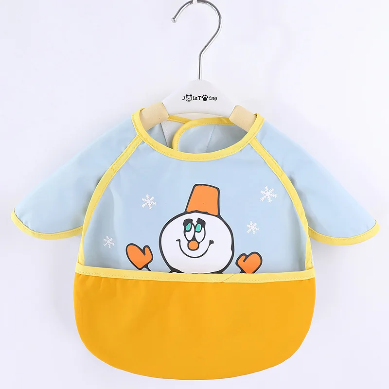 Cute Cartoon Baby Bib Adjustable Animal Pattern Waterproof Saliva Dripping Bibs Long Sleeve Apron Saliva Towel Drooling Scarf