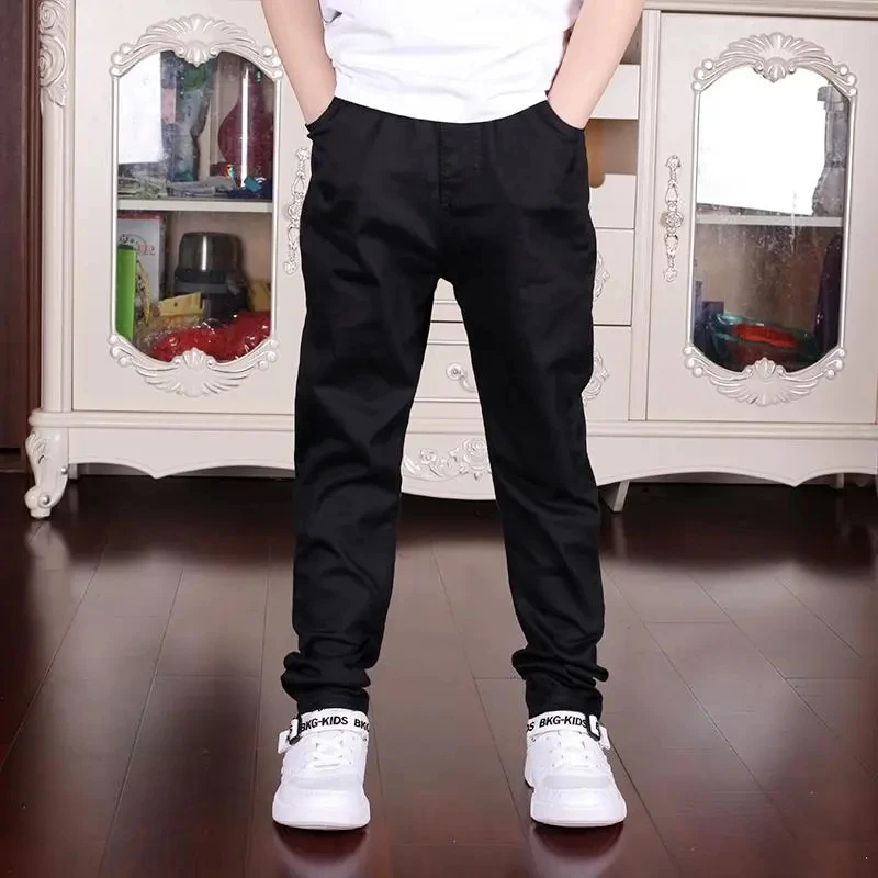 Children\'s Clothing Boys And Girls Casual Pants Spring Autumn 2023 New Fashion Black White Student Costumes Big 100% Cotton
