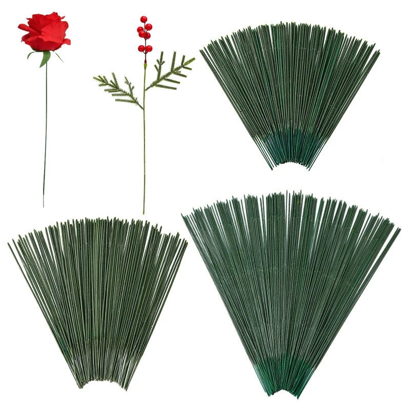 

100pcs Floral Stem Wire iron wire Artificial Flower Stem Stem Hydrangea Rose Flower Head Stick Rod for Flower Arrangements