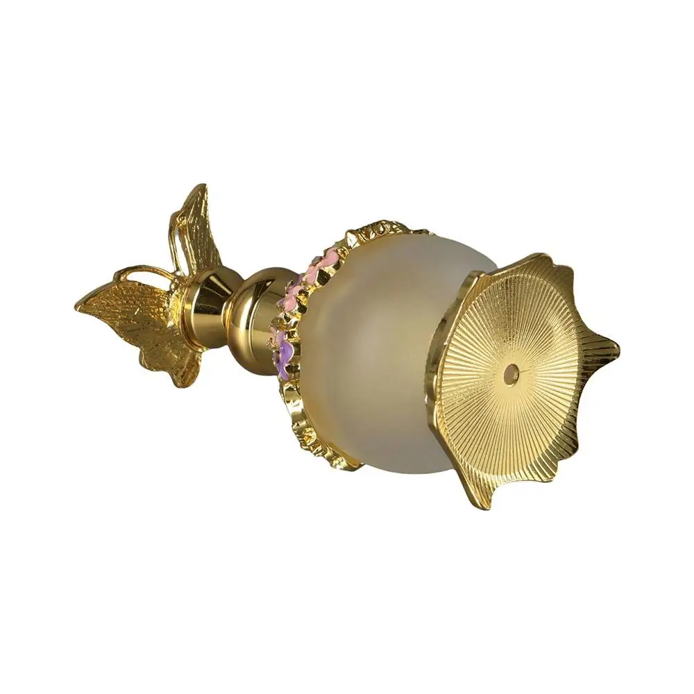 Garrafas recarregáveis vazias do oriente médio com tampa de metal, recipiente de fragrância, recipiente de óleo essencial, garrafa borboleta dourada