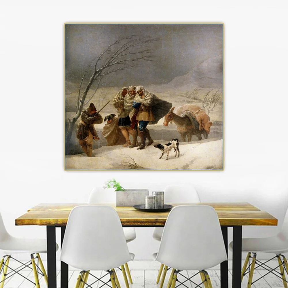Citon Francisco Goya《Snowfall》Canvas Art Oil Painting World Famous Artwork Poster Picture Wall Background Decor Home Decoration