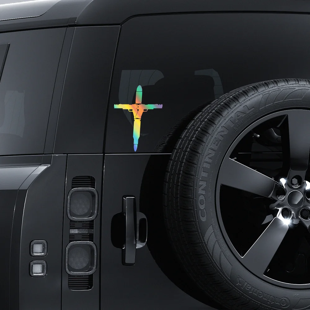2Pcs/Set Bullet Cross Tactical Vinyl Stickers, Waterproof Decals for Car Window Body Decor