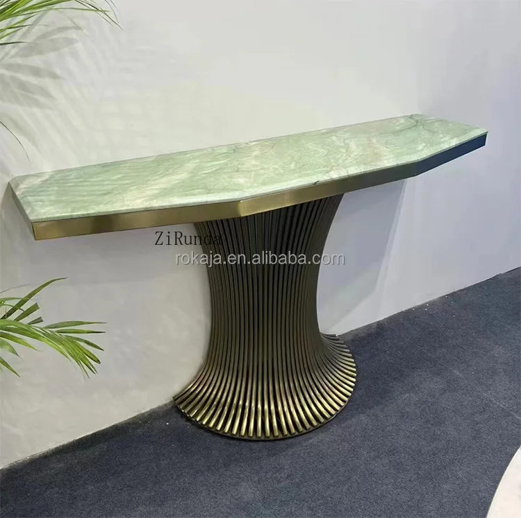 Unique Design Console Table Gold Stainless Steel Base Decorative Table Living Room Furniture view 4