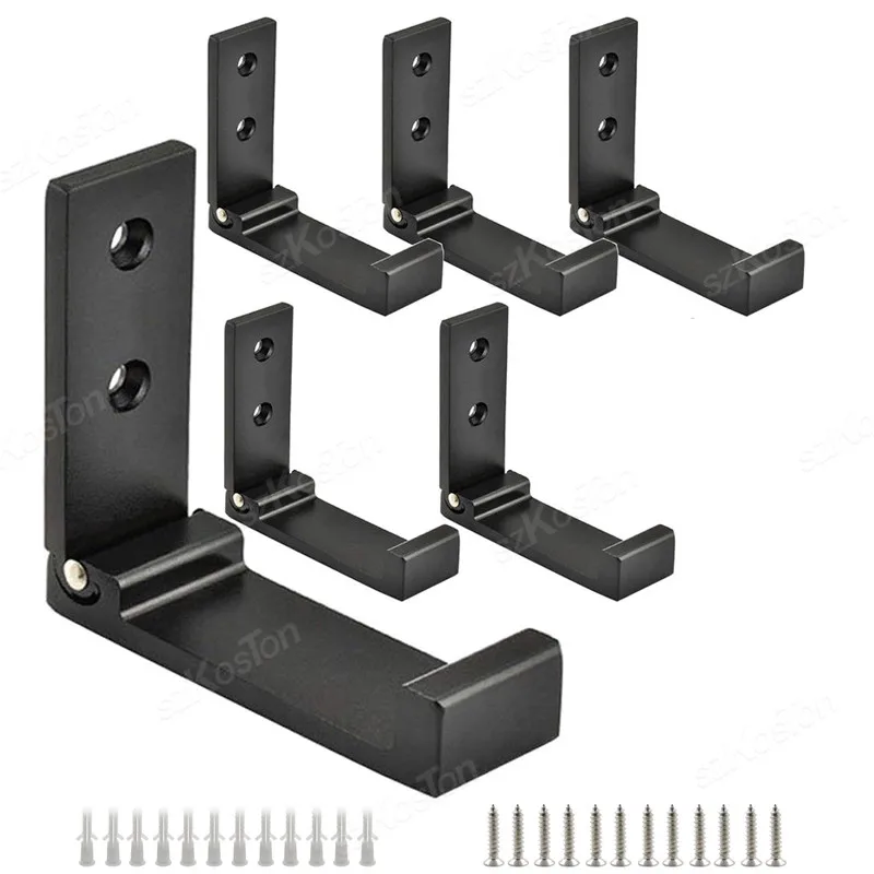 5/1Pcs Heavy Duty Aluminum Alloy Foldable Hook Organizer Wall Mounted Hooks Load-Bearing Wall Storage Towel Holder Hooks