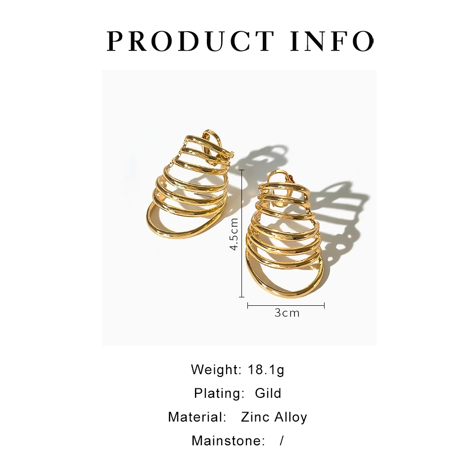 Peri\'sbox Exaggerated Multi-layer Circular Hollow Hoop Earrings for Women Statement Alloy Irregular Fashion Party Runway Jewelry