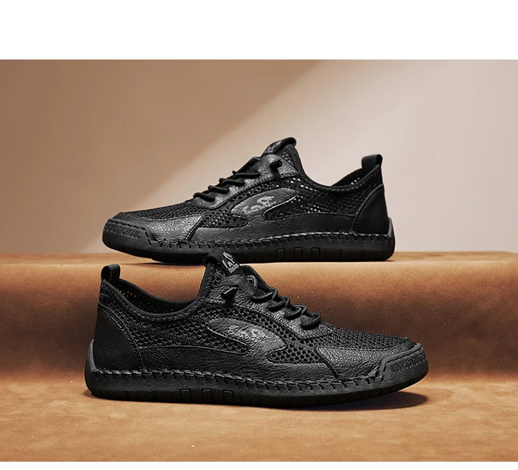 Herren-Freizeitschuhe aus Mesh, atmungsaktive Loafer, leichte Herren-Sneaker, flache Fahrschuhe, Größe Herren, Mesh-Schuhe, Sneakers – Detail 11