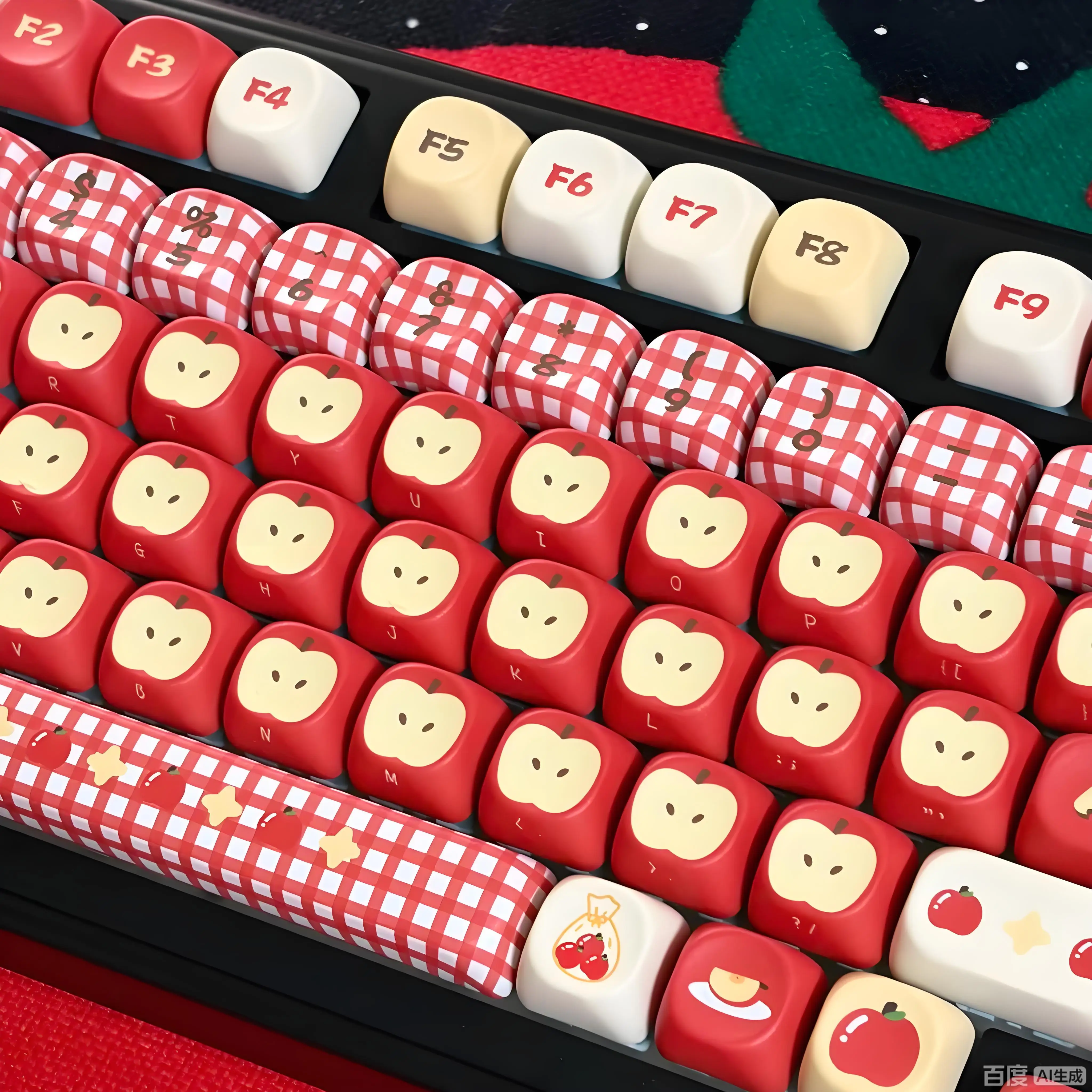 MAIMOOO Red Apples Town Keycap Cute Kawaii ISO Alice Layout Cartoon Dye-Sublimation Moa Profile Pbt For AULA Red Keyboard Keycap