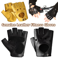 Cowhide Half-finger Motorcycle Gloves Anti-Slip Sports Gloves Breathable Reverse Sewn Leather Gloves Outdoor M/L/XL/XXL Sizes