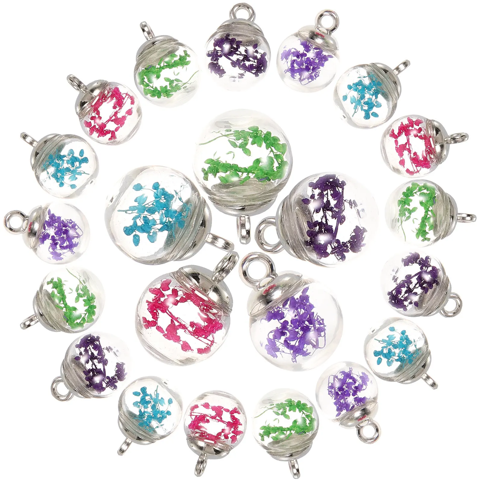 

100Pcs Glass Ball Charms Pendant DIY Jewelry Making Charess for Earrings Bracelets Keychains Craft Accessories