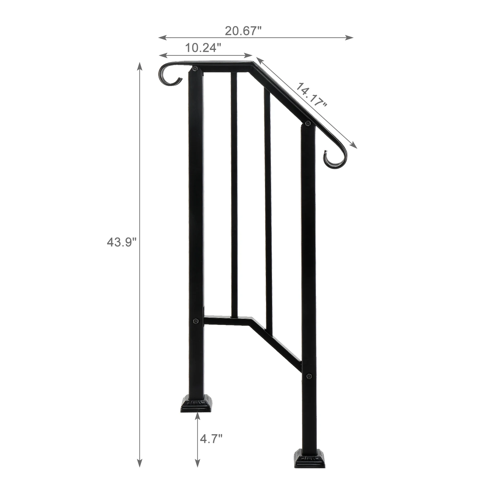 Artisasset Matte Black Outdoor 1st Tier Iron Handrail