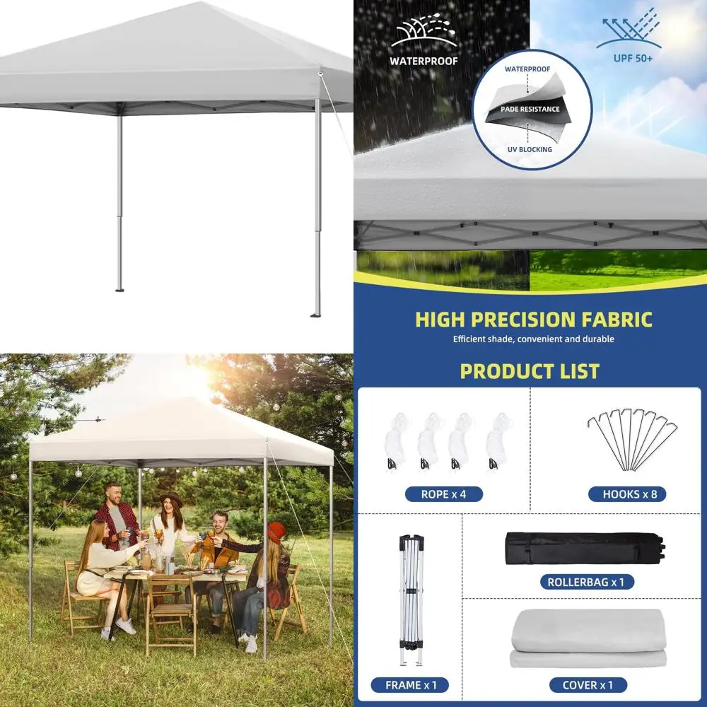 

Portable 10x10 White Pop-Up Canopy with Wheeled Bag