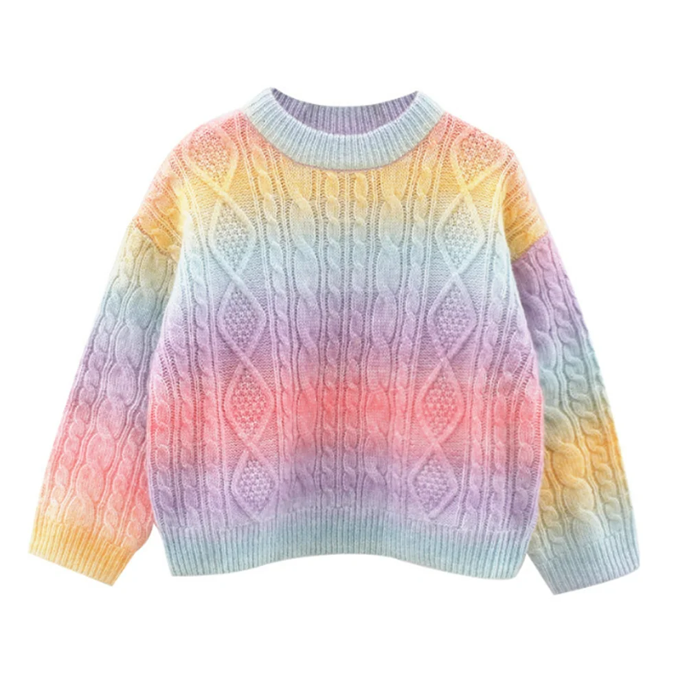 

Baby Girls Rainbow Sweater Knitted Sweater Toddler cardigan