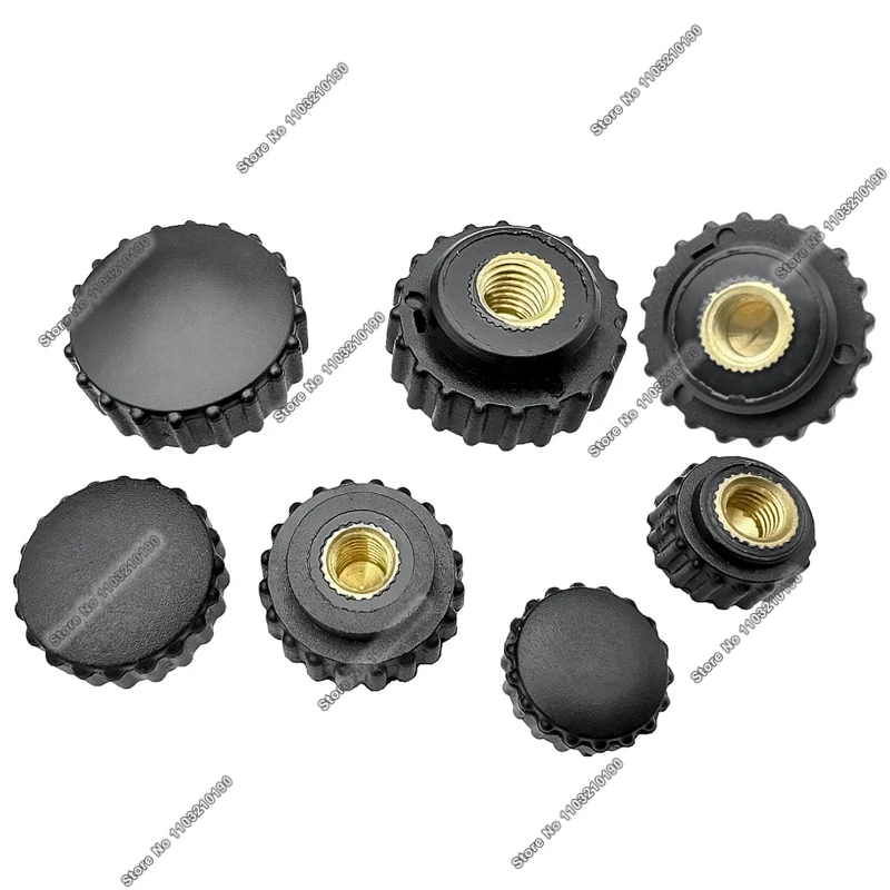 1/5/10pcs M5 M6 M8 M10 Round Knurled Plum Bakelite Hand Tighten Nuts Plastic Head 16-40mm Copper Core Manual Hand Knob Thumb Nut
