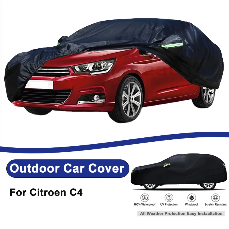 

Outdoor Full Car Cover For Citroen C4 with Reflective Strips Waterproof Snowproof Dustproof UV Protection Auto Accessories