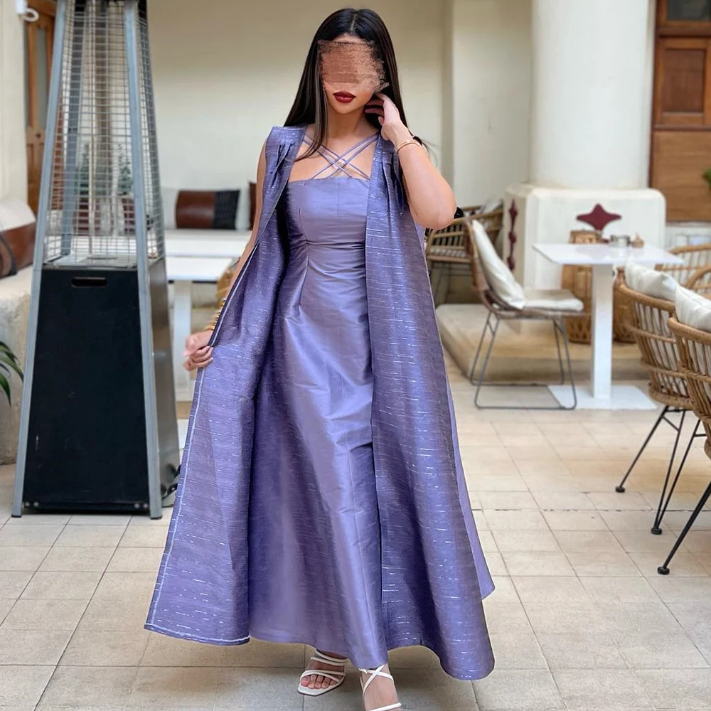 

Customized Formal Off the Shoulder Satin Evening Dresses Fashion Straight Ankle Length Square Neck Sleeveless Vestidos De Fiesta