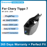 Grecoreal Car Recorder Auto Dashcam 4K Wifi Front and Rear Plug Play Dual Dash Cam Easy Install Compatible for Chery Tiggo 7 Pro