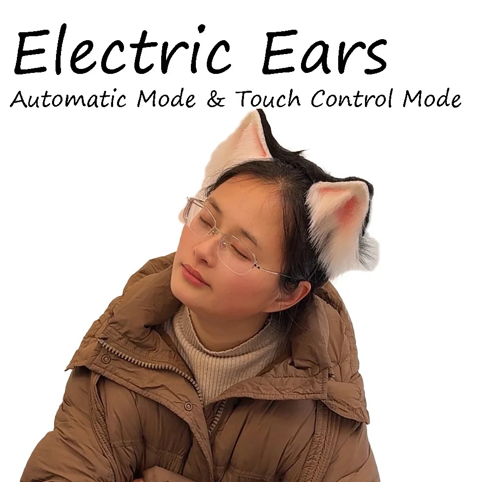 Electric Ear Motorized Ear for Cosplay&Paty fluffy and soft social anxiety accessories Electric Pet cat fox/ wolf Ear