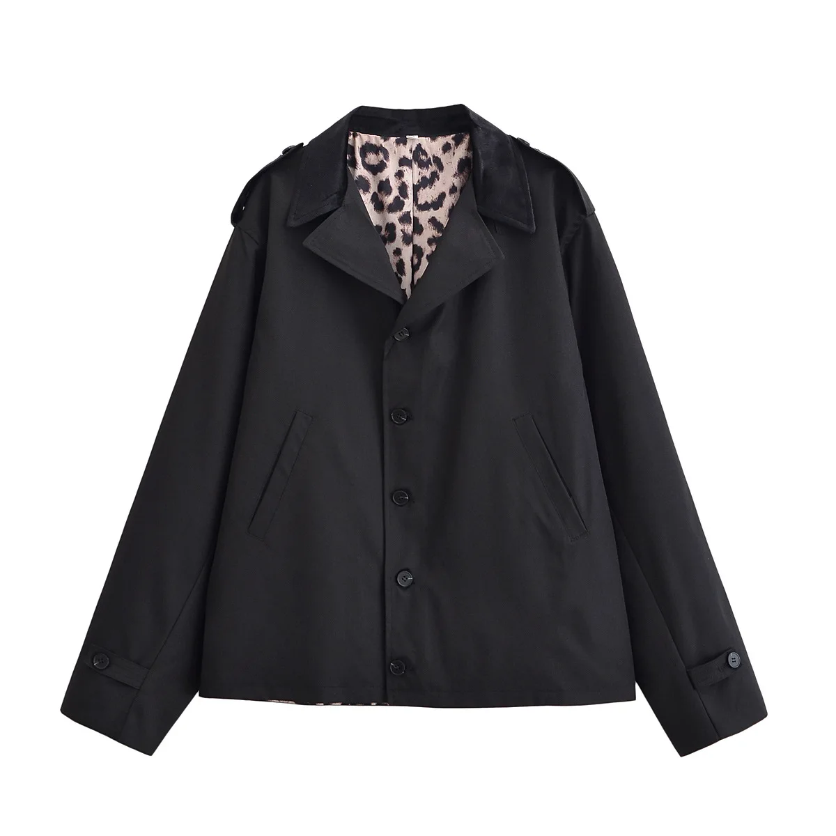 

Women's clothing 2025 autumn new European and American fashion cool and trendy suede spliced neckline windbreaker jacket