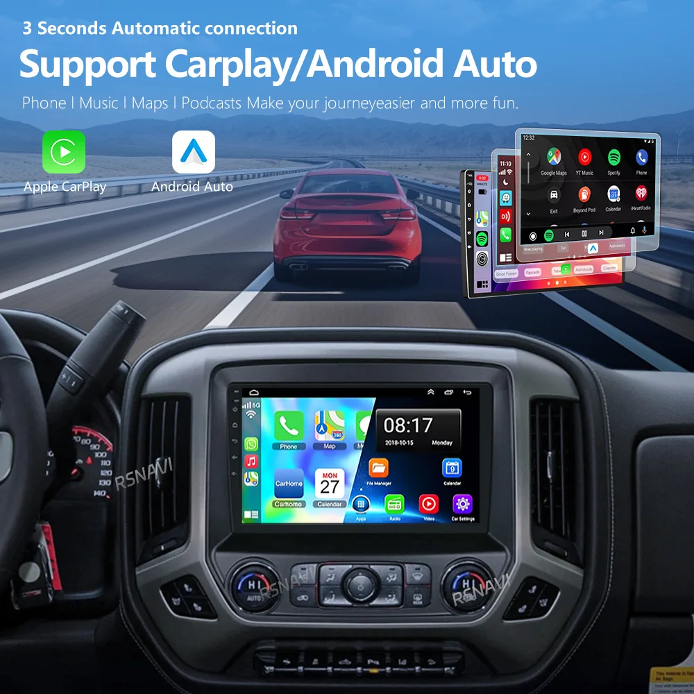 Android 16 Carplay Auto Car Multimedia Radio Player For Chevrolet Silverado 3 GMTK2 2013 - 2019 E53 X5 M5 Autoradio Stereo 2Din
