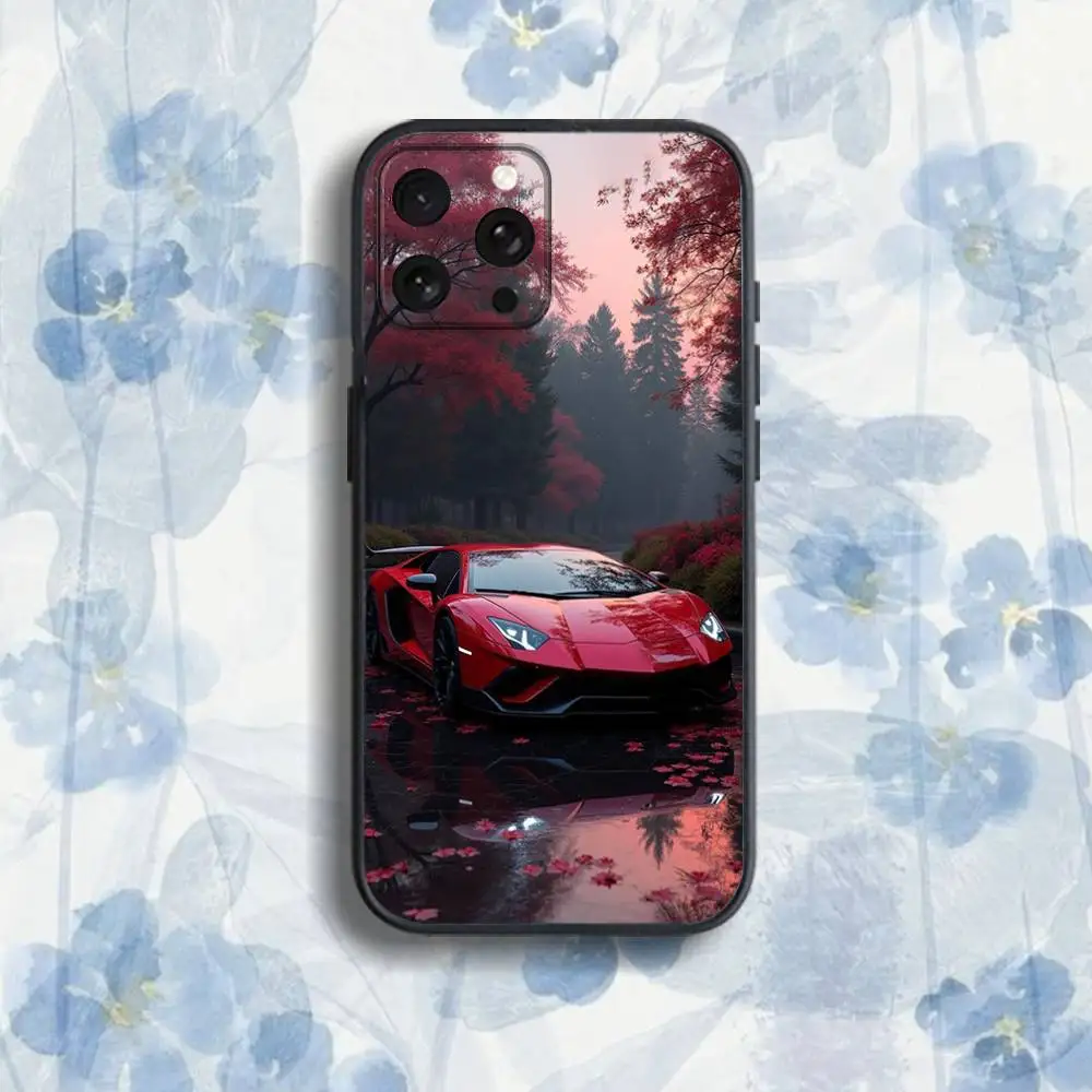 車 A-Lambor-ghinisES スマホケース iPhone 17、16、15、14、13、12、Pro、Max、Plus、E、SE4、Air、Mini対応 ブラック ソフトケース