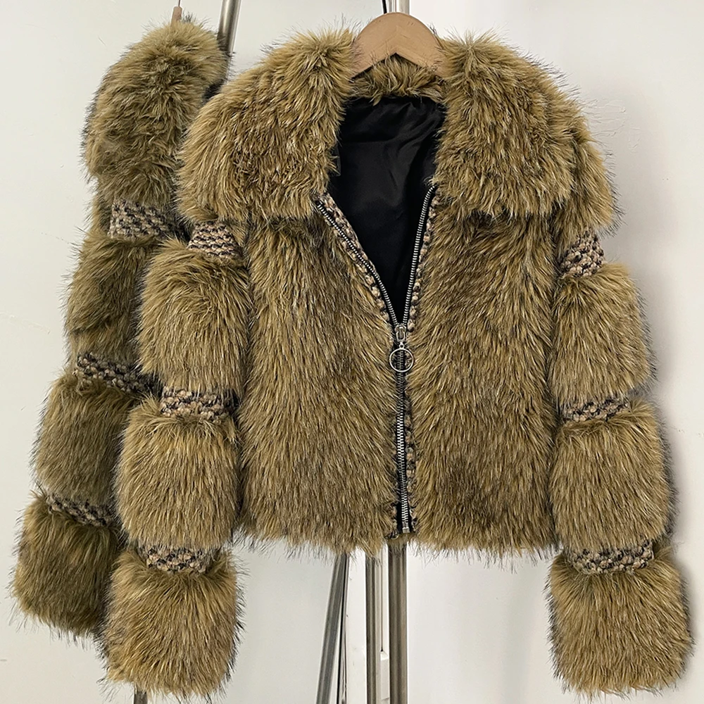 Womens Faux Fur Jacket Short Coat Warm Casual Outdoor Autumn Winter Fashion Outerwear Clothing Women's Artificial Fur Coat
