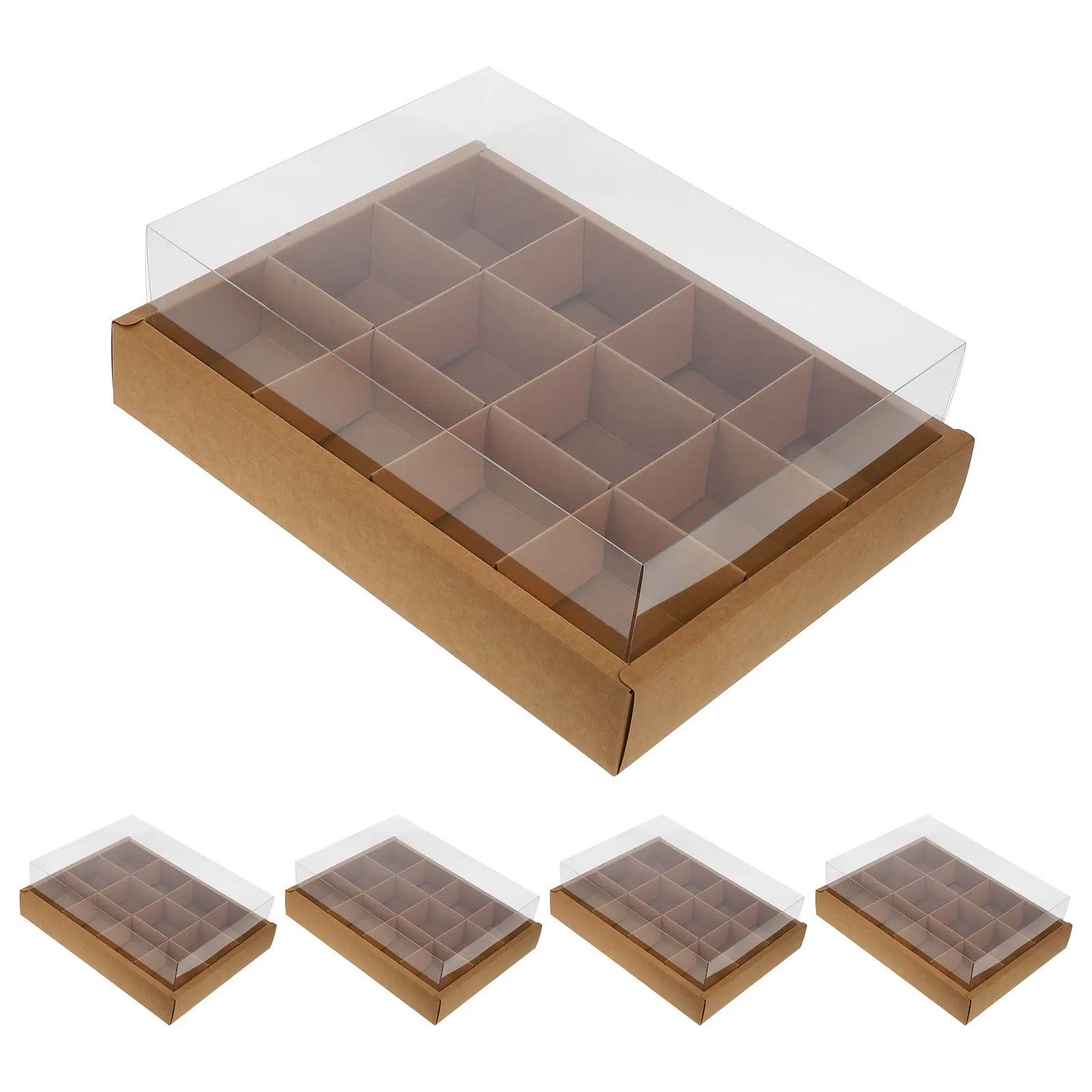 

5Pcs Cupcake Boxes 12-Grid Transparent Lid Small Cake Container Bakery Packing Box Cake Display Holder Cupcake Boxes