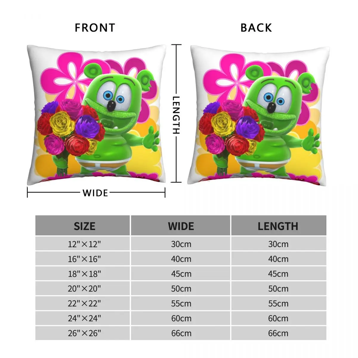 Bouquet Gummibar Pillowcase Polyester Linen Velvet Creative Zip Decorative Home Cushion Case