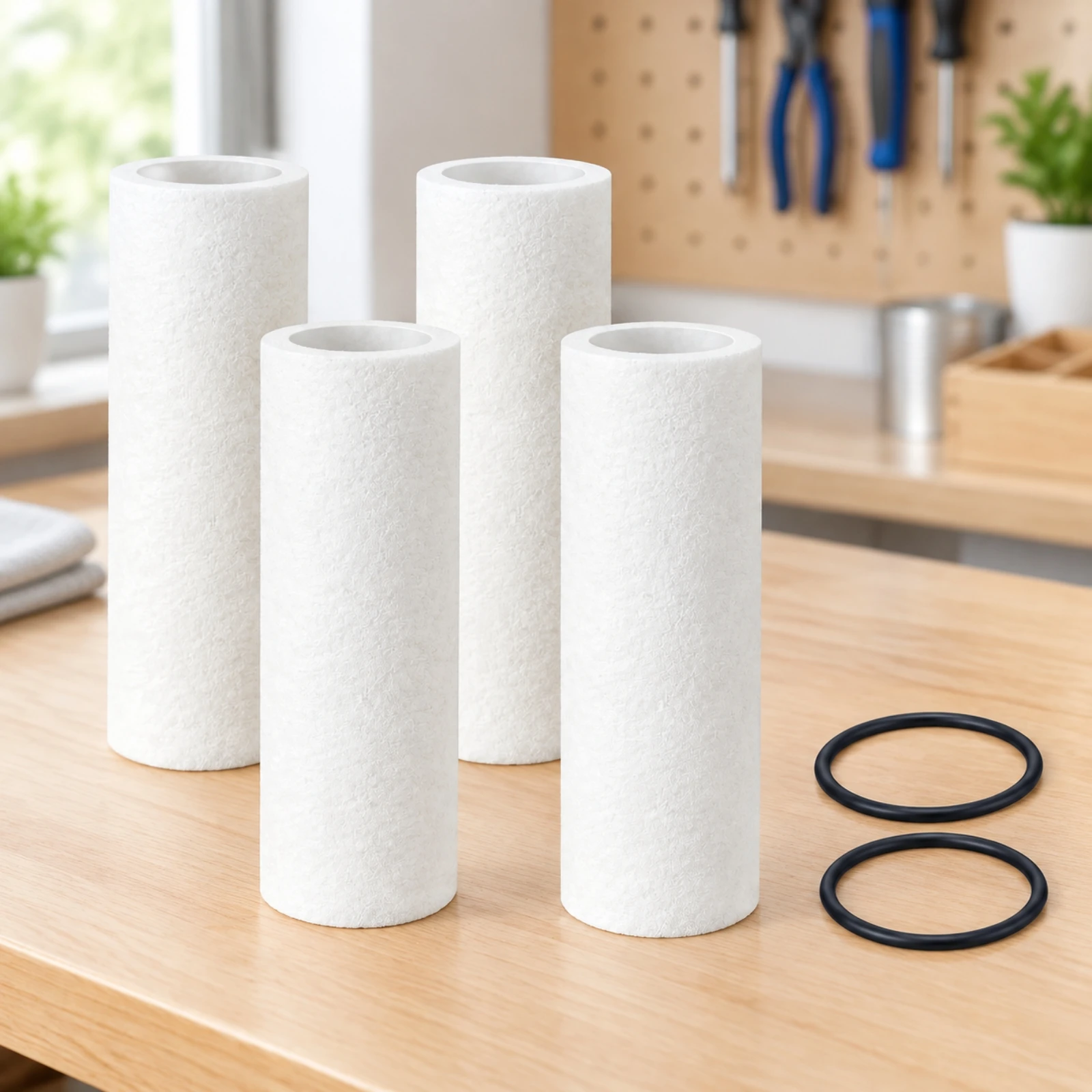 4 Pieces Replacement Water Filter Cartridge Easy to Replace PP Cotton Water Filter Cartridge Multi-Stage Compatible for Kitchen