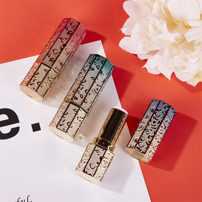 Octagonal Magnetic Empty Lipstick Tube Refillable Retro Lip Balm Container DIY Cosmetic Accessories for Women Girls