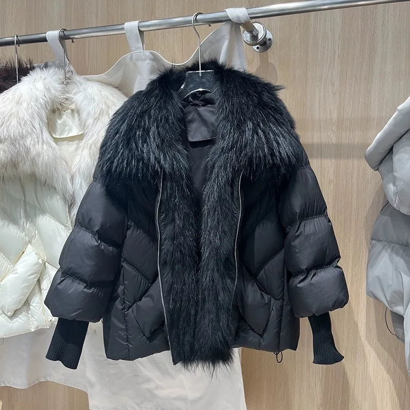 Women's Winter Top Coat Down Jacket White Duck Down Faux Fur Fur Collar Short Thick Warm Simple Comfortable Casual Soft Fashion