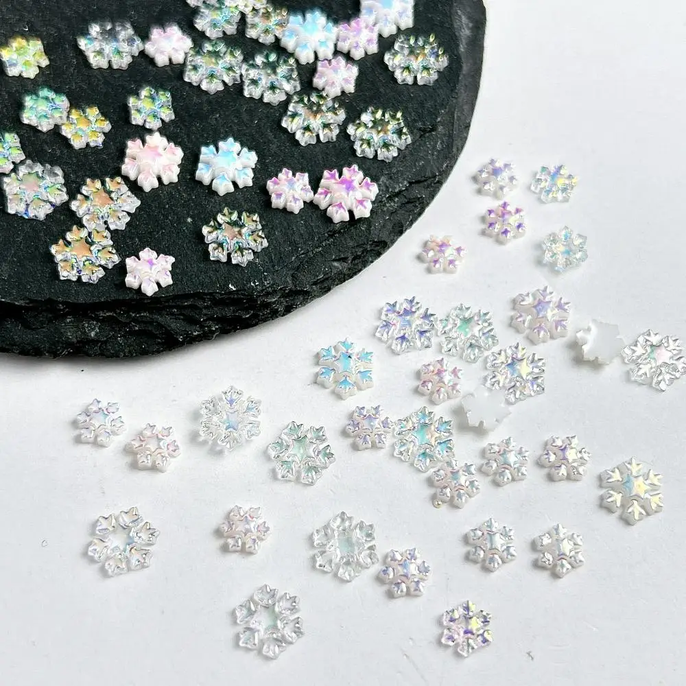 

60PCS Gradient Colored Snowflake Nail Art Decorations Cute Star Snowflake Resin Winter Atmosphere Nail Charms DIY Nails Supplies