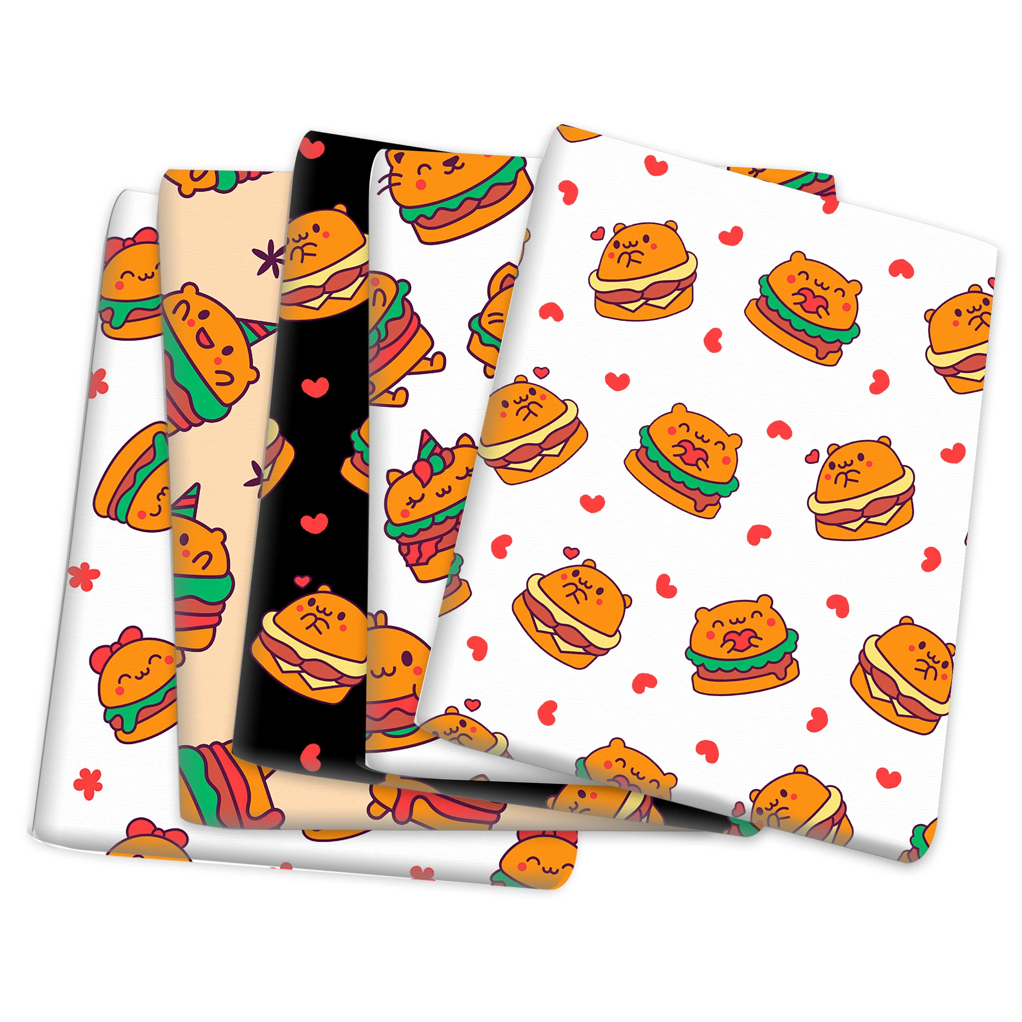 50*145cm Hamburger Bear Printed Polyester Pure Cotton Material Patchwork Tissue Sewing Quilting Fabrics Needlework Curtain