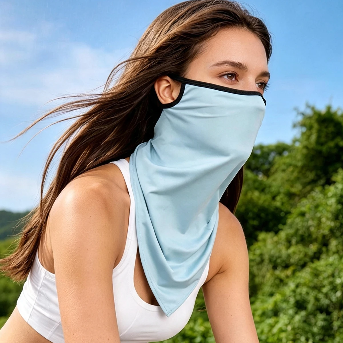 Quick-drying Breathable Scarf Half Face Mask Summer Neck Gaiter Cover Hanging Ear Sun Protection Bandana Neckerchief Headwear