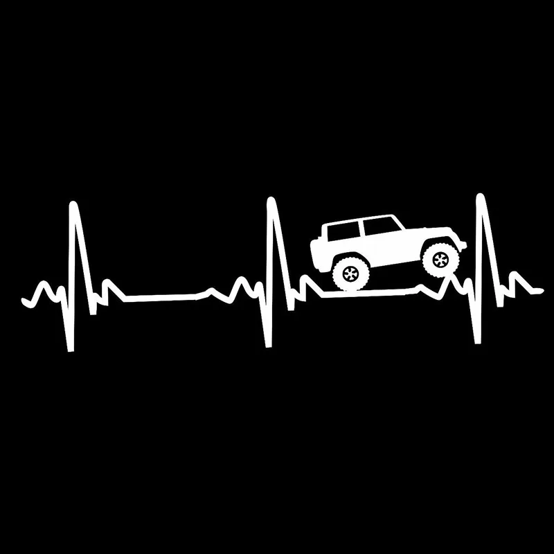 20.32x6.35cm Car Stickers Heart Beat EKG for Jeep Wrangler - Sticker / Decal for Car, Truck, Laptop 4x4