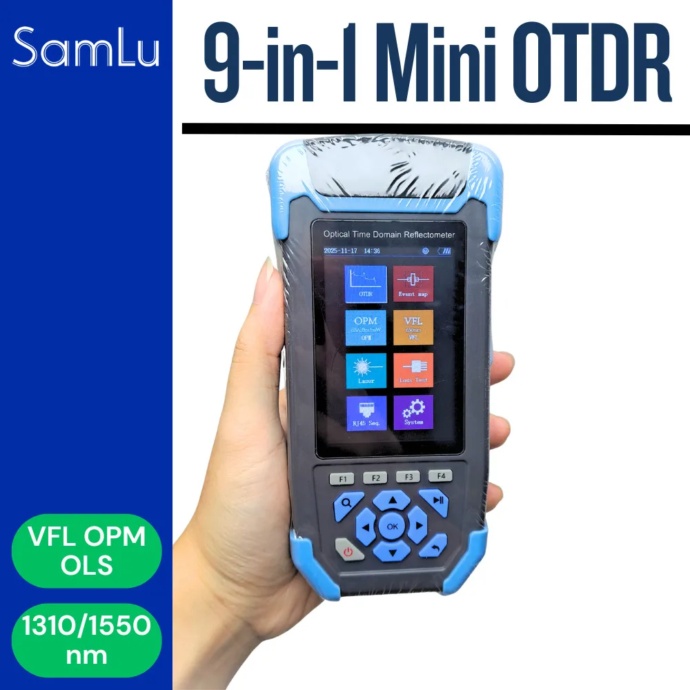 

Mini Pro OTDR 9in1 Optical Time Domain Reflectometer 1310/1550nm OPM with VFL OLS OPM Event Map for 60km Test Tool Fiber Tools