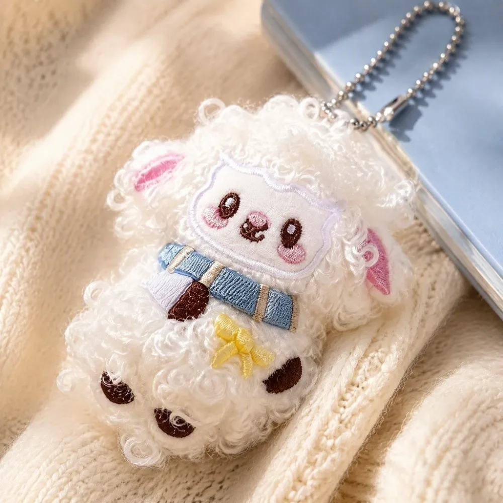 Kawaii Fluffy Sheep Plush Keychain Cute Cartoon Soft Stuffed Lamb Doll Keychain Sweet Accessory Small Size