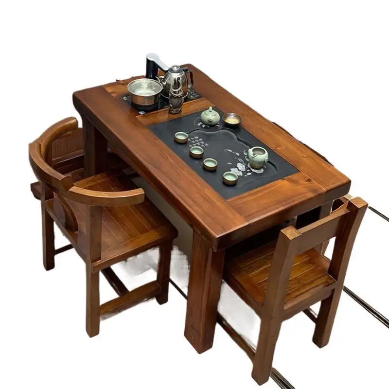 

Tea table and chairs, combination, solid wood, Chinese style, balcony, home, office