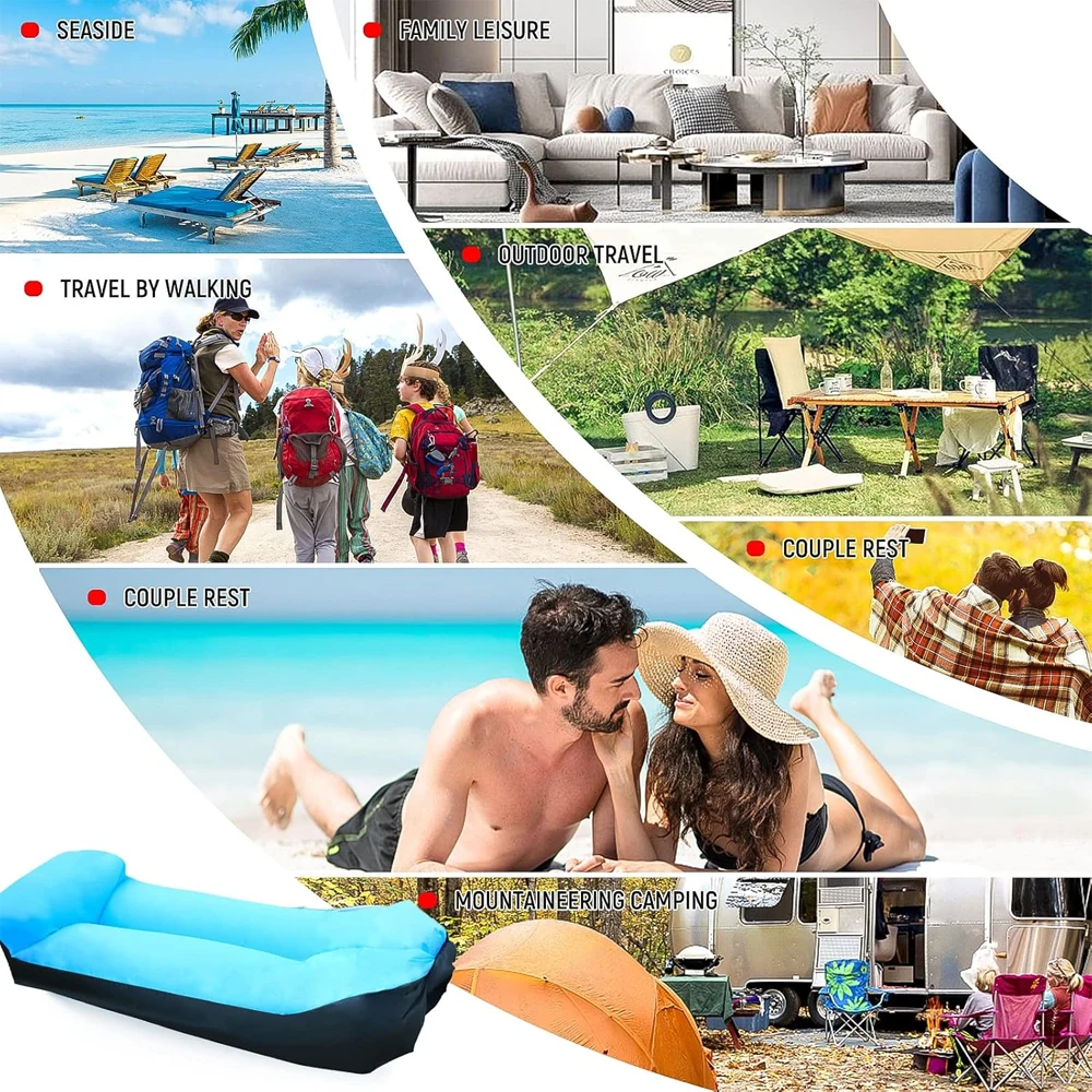 1 Piece Outdoor Fast Inflatable Air Sofa Bed Quality Sleeping Bag Inflatable Airbag Lazy Bag Beach Sofa image 5