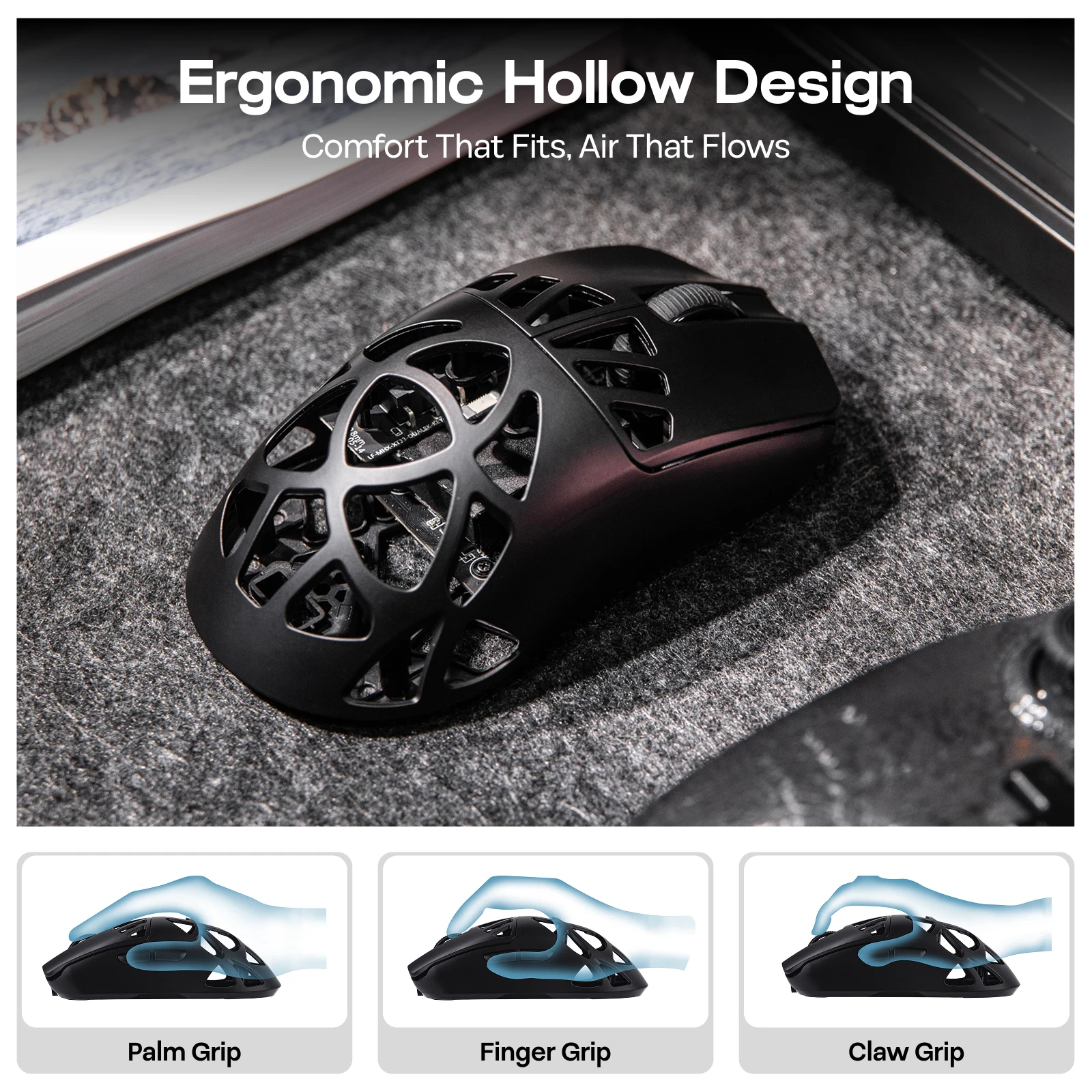 EPOMAKER Carbon X игровая мышь проводная/2,4G/BT беспроводная сверхлегкая мышь из углеродного волокна с датчиком PAW3950 300 мАч
