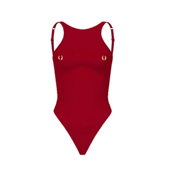 High-Waist Thong One-Piece Swimsuit 5 Thong 2025 Sexy Women One Piece Swimsuit Swimwear Female Solid High Waist Monokini Swimming Suit Bathing Suit Biquini Beachwear 5