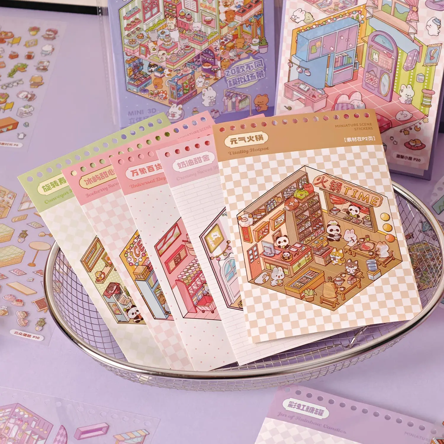 New Cabin Landscape Sticker Pocket Book DIY Cartoon Scene Stickers Book 3D Children Sticker Album Game Books Festival Gift