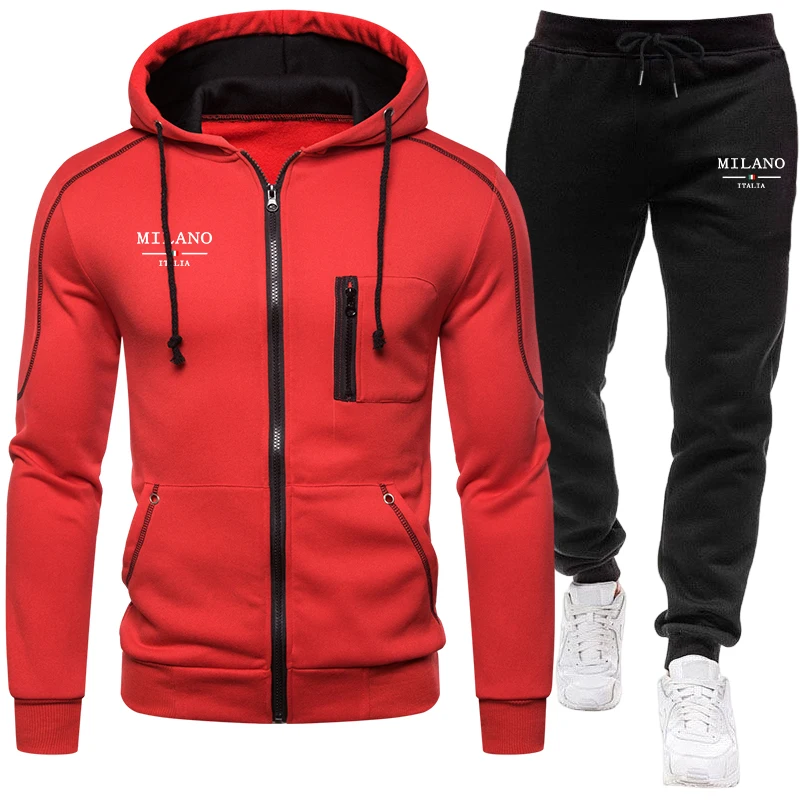 Picture 5: 2025 New Arrival Men's Zipper Hoodie Set Autumn Winter Daily Casual Sports Motorcycle Riding Outfit Hooded Coats and Sweatpants