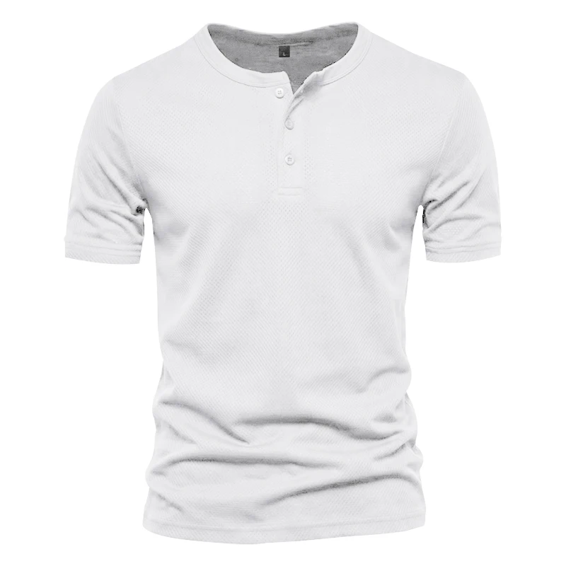 Herren Schnelltrocknendes Eyelet Henry Kurzarm-T-Shirt, Einfarbig mit Rundhalsausschnitt, Sommer Casual Slim Fit Muskel-Gym-Top, 1 Stück – Detail 3